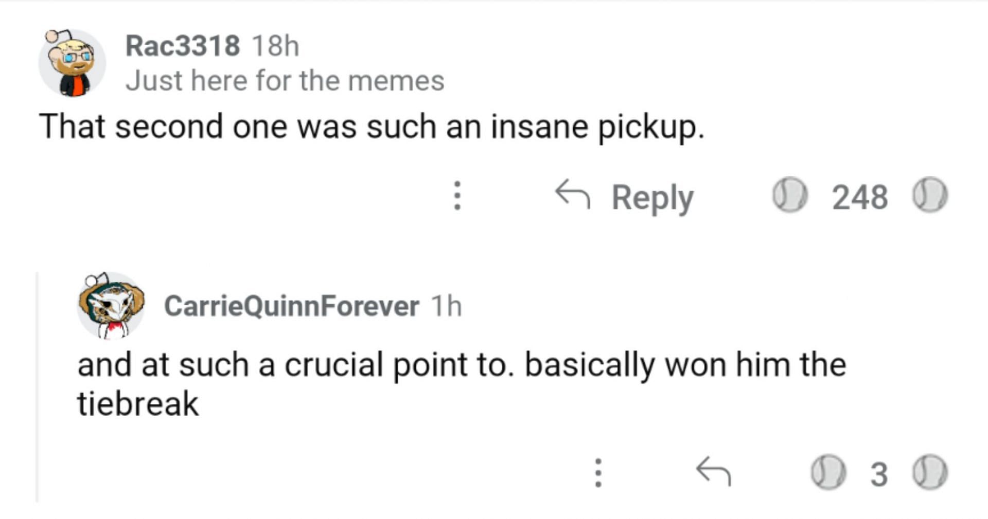 A screen capture of the tennis fans' reactions